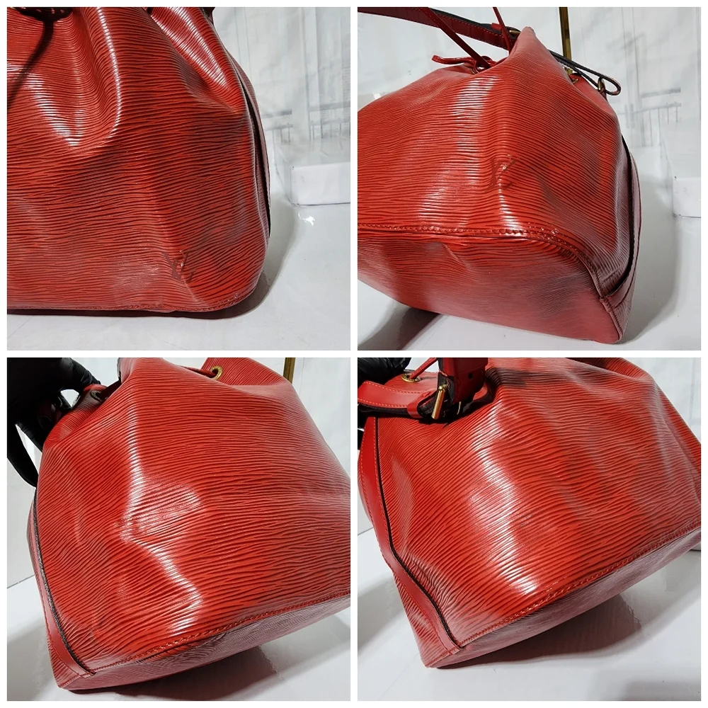 LOUIS VUITTON Epi Petit Noe Castillan Shoulder Bag Red